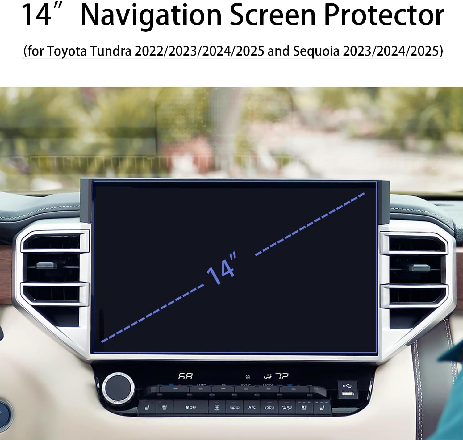 Screen Protector for Toyota Tundra 14" 2022-2025 Tempered Glass & 2023-2025 Sequoia 14 Inch Navigation Touchscreen Matte 9H Anti-Scratch Accessories
