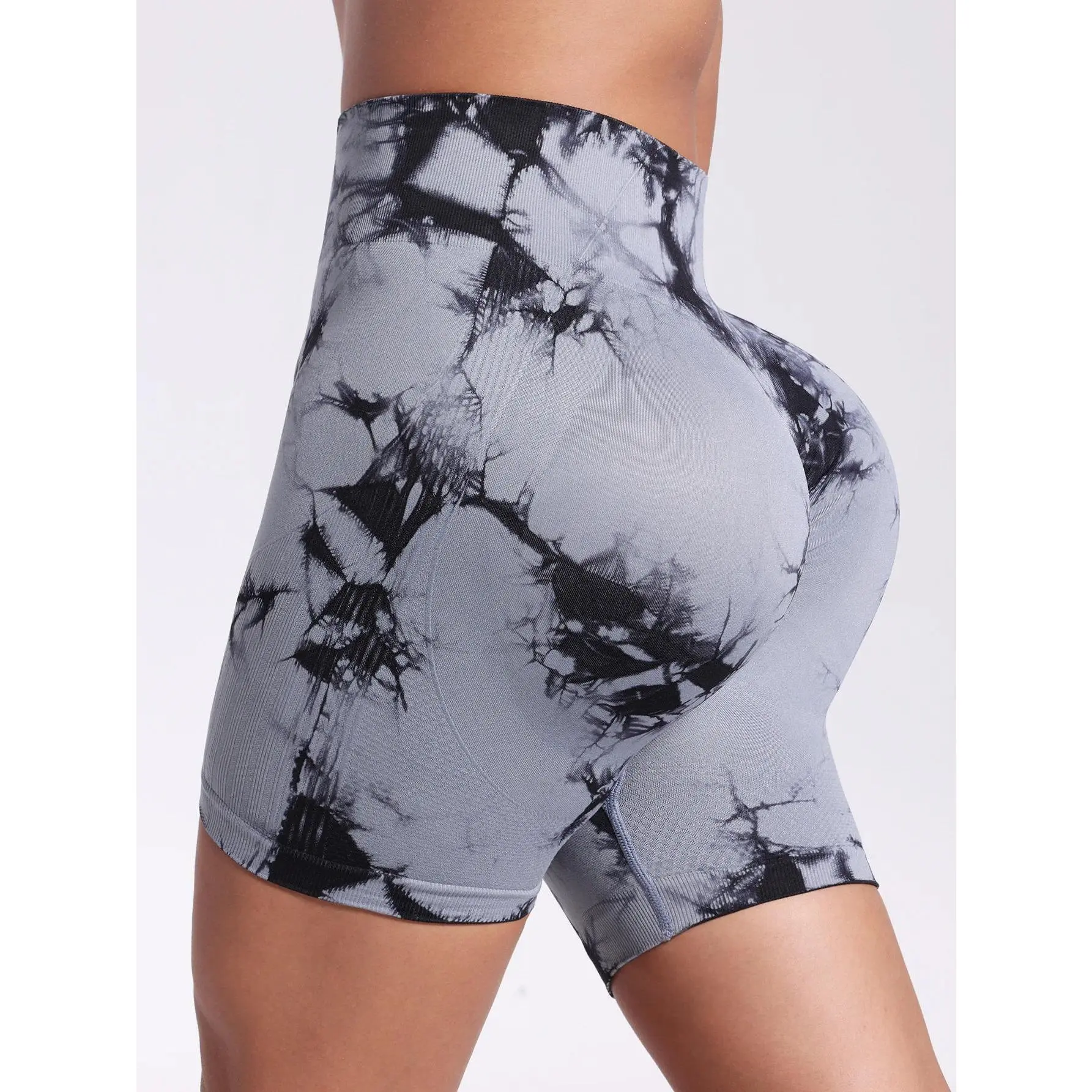 Tie Dye Push Up Butt Yoga Shorts Seamless High Waist For Women High Stretchy Knitting Fashion Gym Cycling Pants