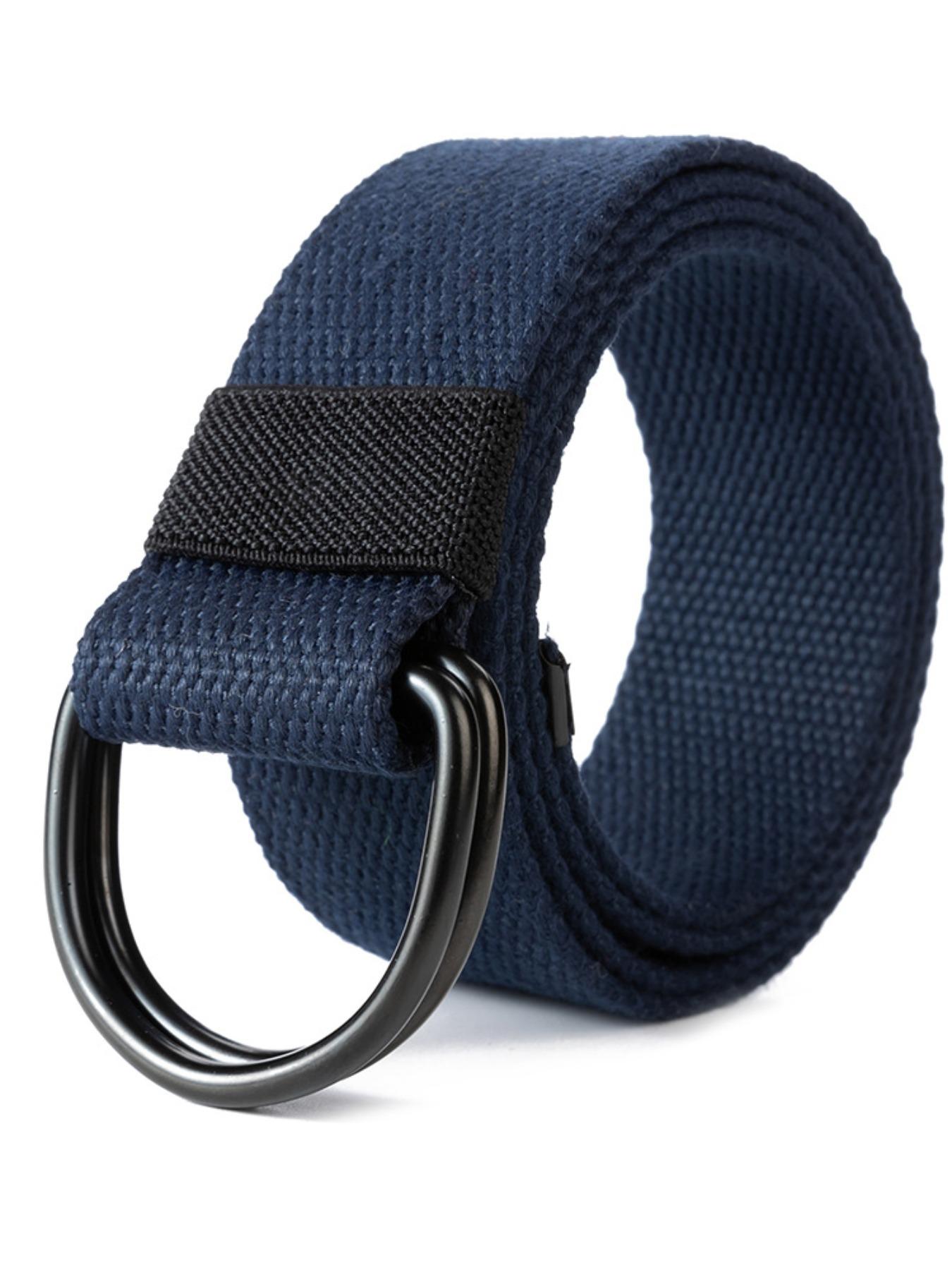 1 Piece Unisex Simple Style Plain Color Nylon Web Belt, Casual Trendy Waistband with Double D-ring Buckle Design, Fashionable Accessories For Daily & Party Decoration, Textured Belt