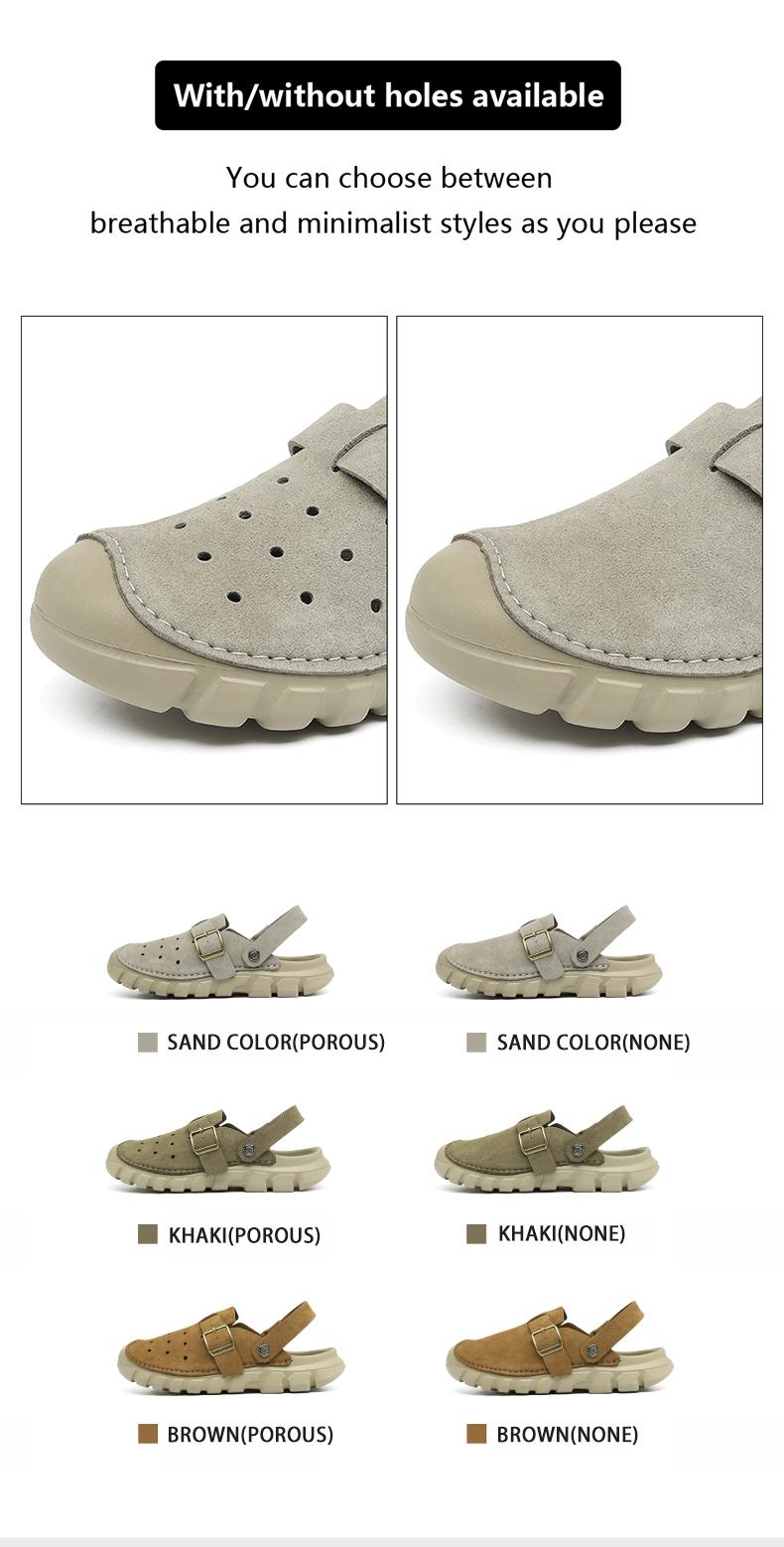 Men's Perforated Slingback Clog, Breathable Closed Toe Sandals, Non-Slip Two-Way Wear Slippers, Lightweight Vegan Leather Fisherman Shoes for Beach Hiking Travel, Retro Summer Athletic Outdoor Clogs, Big Size 11 12 13
