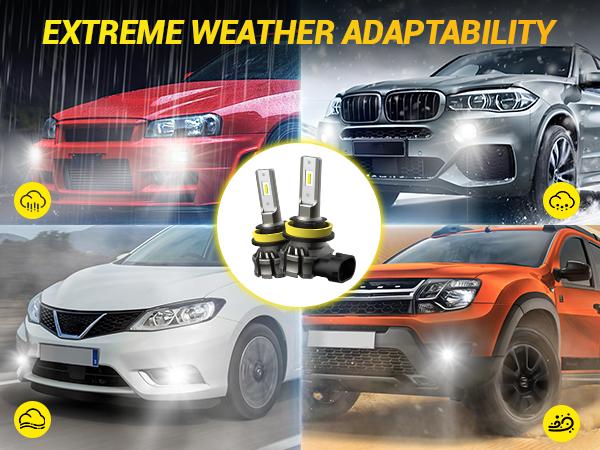 AUXITO H11/H8/H16 LED Fog Light Bulbs or DRL, 6000 Lumens 6500K Cool White Light/3000K Amber Yellow Light, 300% Brightness, CSP LED Chips Fog Lamps Replacement for Cars, Play and Plug (Pack of 2)