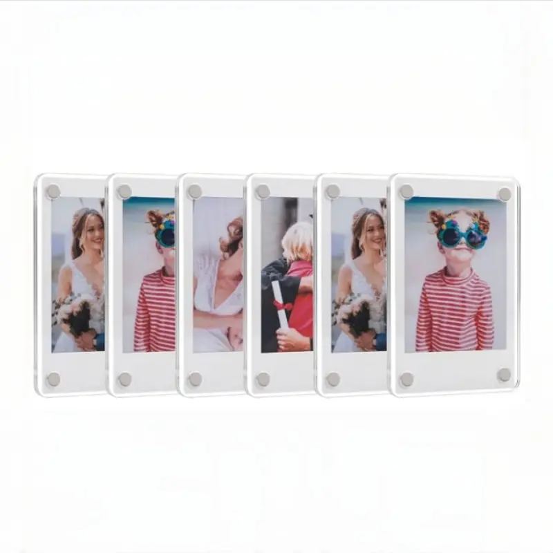 6-Pack Acrylic Magnetic Photo Frames for Polaroid Camera, 2.36x3.54 Inch Mini Frame, Dual-Sided Instax Mini Holder, Transparent Display