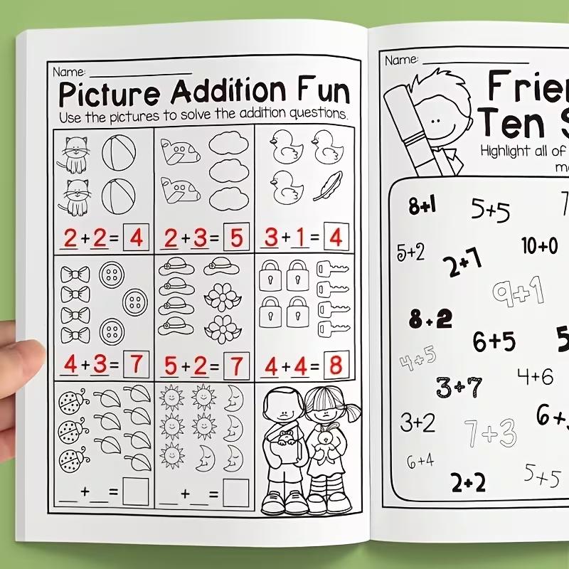 32 Page Interactive Math Learning Workbook, Addition and Subtraction Practice, Crossword Puzzle, Rich Math Activities, Learning Materials, Back-To-School Gift