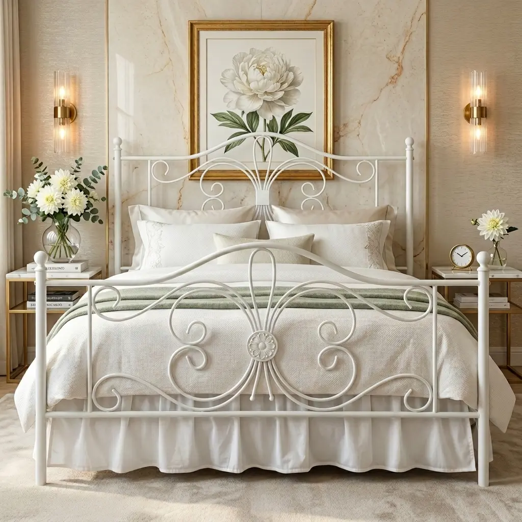 Metal Platform Bed Frame【Frame Only No Mattress】with Charming Butterfly Design, No Box Spring Required,White/Black,Twin/Full/Queen