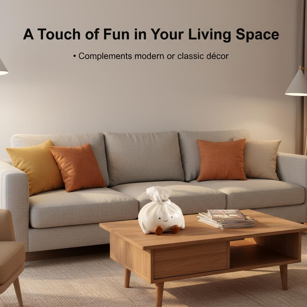 Cloud-Shaped Ceramic Napkin Holder, Creative Cute Dumpling Face Paper Towel Box, High-End Living Room Bedroom Bathroom Desktop Decor, Bathroom Decor Supplies