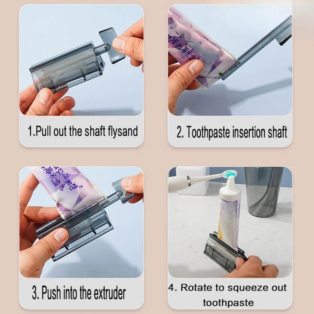 Portable Toothpaste Squeezer and Organizer, Easy-Clean Removable Holder, Effortless Rolling Toothpaste Saver, Multi-Size Fits Any Tube, No Installation Travel & Home Bathroom Upgrade Kit