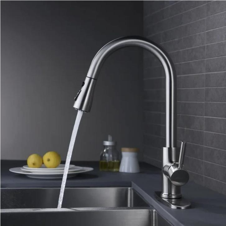 PHANCIR NEW Kitchen Faucet with Pull Down Sprayer, High Arc Single Handle, Brushed Nickel, Brushed Go Home ld Finish  Modern Durable Steel