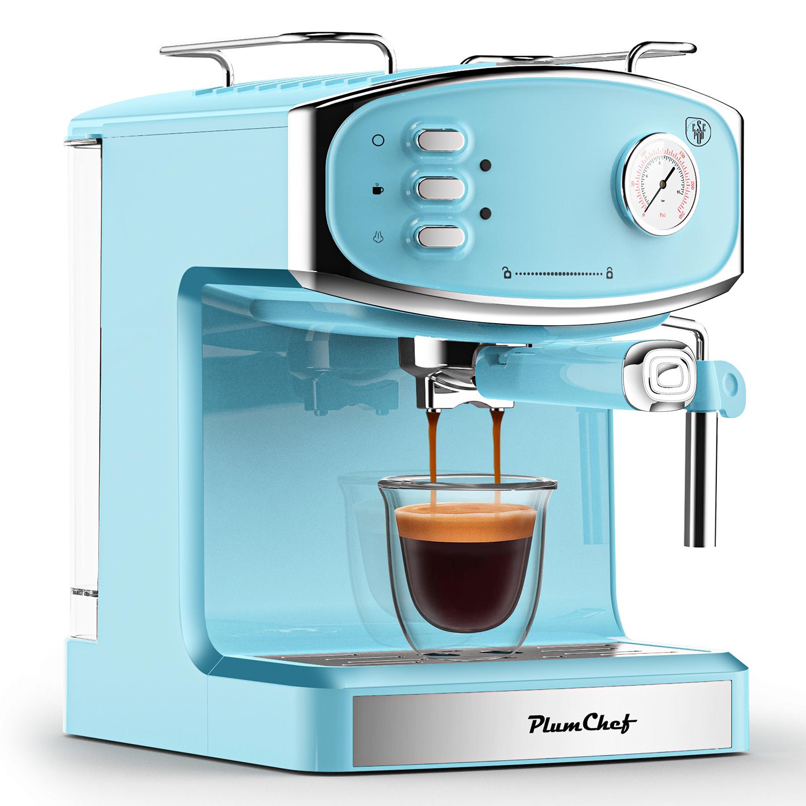 Plum chef 20 Bar Espresso Machine for home- Professional Compact Espresso Maker with Milk Frother Steam Wand, Pressure Gauge & 54oz Large Water Tank, Low Noise Fast Brewing for Cappuccino, Latte Plum chef 20 Bar Espresso Machine for home- Professional Compact Espresso Maker with Milk Frother Steam Wand, Pressure Gauge & 54oz Large Water Tank, Low Noise Fast Brewing for Cappuccino, Latte