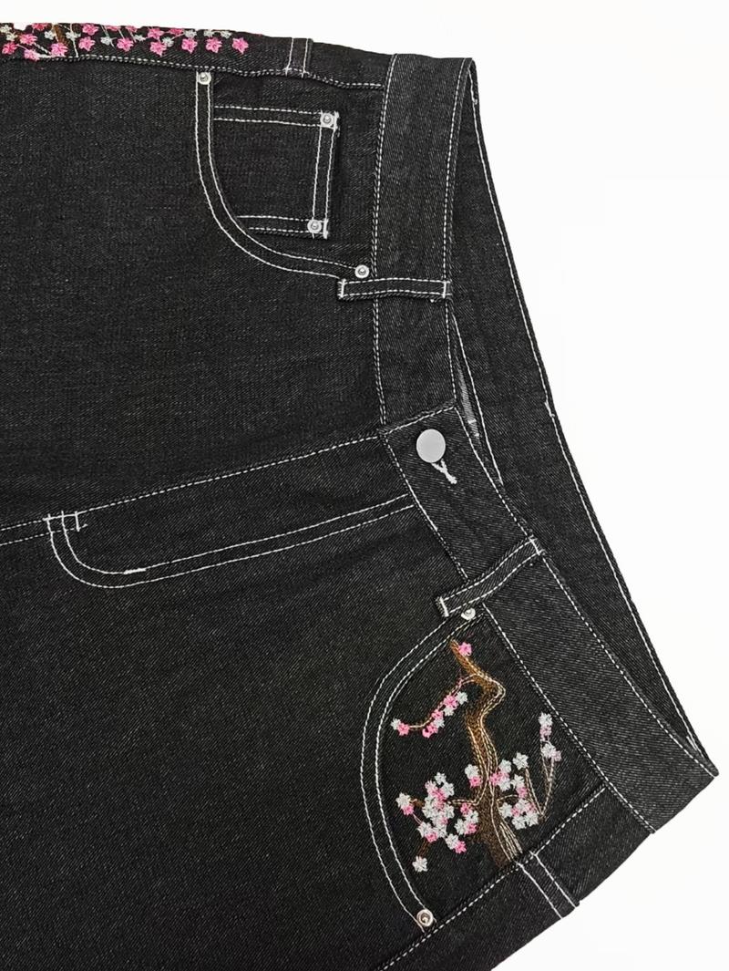 Men's New Washed Loose Denim Jeans, Barrel Jeans, Fashionable Embroidered Casual Style, Versatile All-Season Wear, Comfortable & Stylish Design