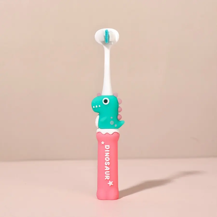 Cute Dinosaur Design Toothbrush for Kids, Soft Bristles Gentle on Gums, Ideal for Ages 3-12, Enhances Brushing Efficiency, Mom-Friendly