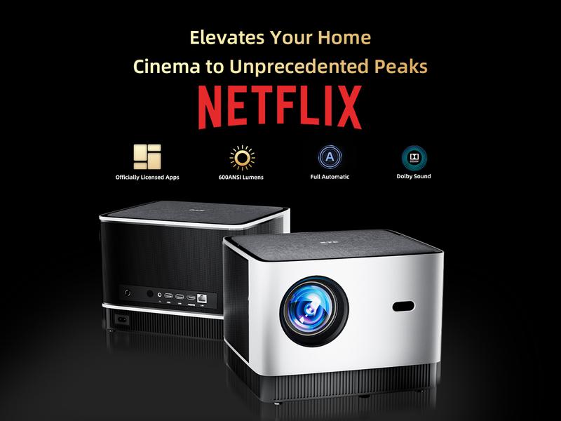 KTC Smart Projector Netflix Licensed / Dolby Audio, 4K Supported TRUE 600ANSI Native 1080P with WiFi / Bluetooth & Dual Strong Speakers,Seamless Autofocus & Keystone Home Theater Proyector 2025