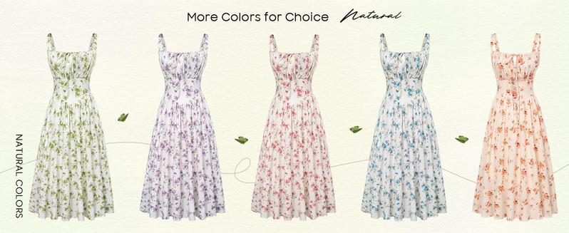 【Valentine's Day Limited】Grace Karin Women's Floral Midi Dress Corset Sundresses 2026 Summer Spring Vacation Milkmaid Dresses