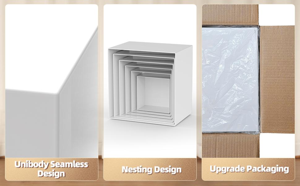 6 PCS Buffet Risers, Large Food Risers for Buffet Table, Display Stand Shelf for Party, Catering, Jewelry & Collectibles, White Plastic Nesting Boxes for Food Display