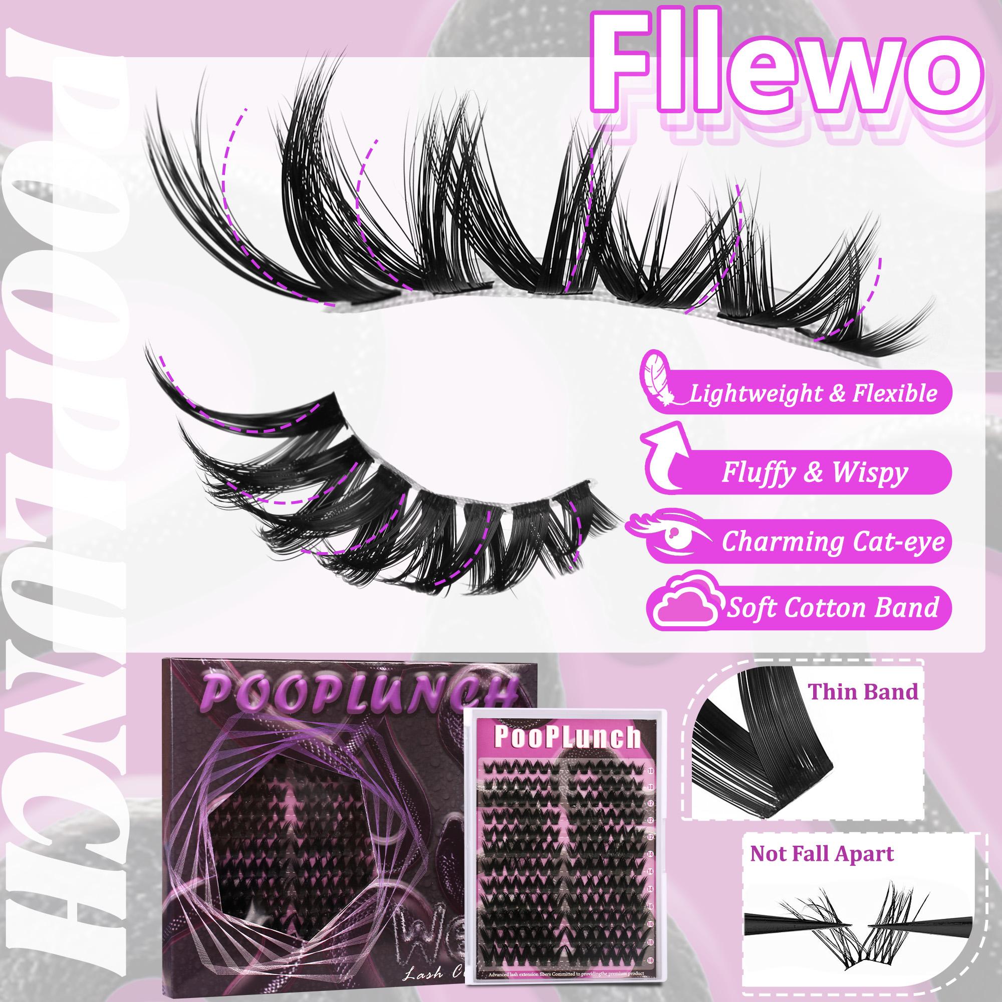 Lashes map for clusters  Kit Spiky Wet Eyelashes Extension Kit , 10-18mm Individual Lashes Kit with Lash Bond and Seal Makeup