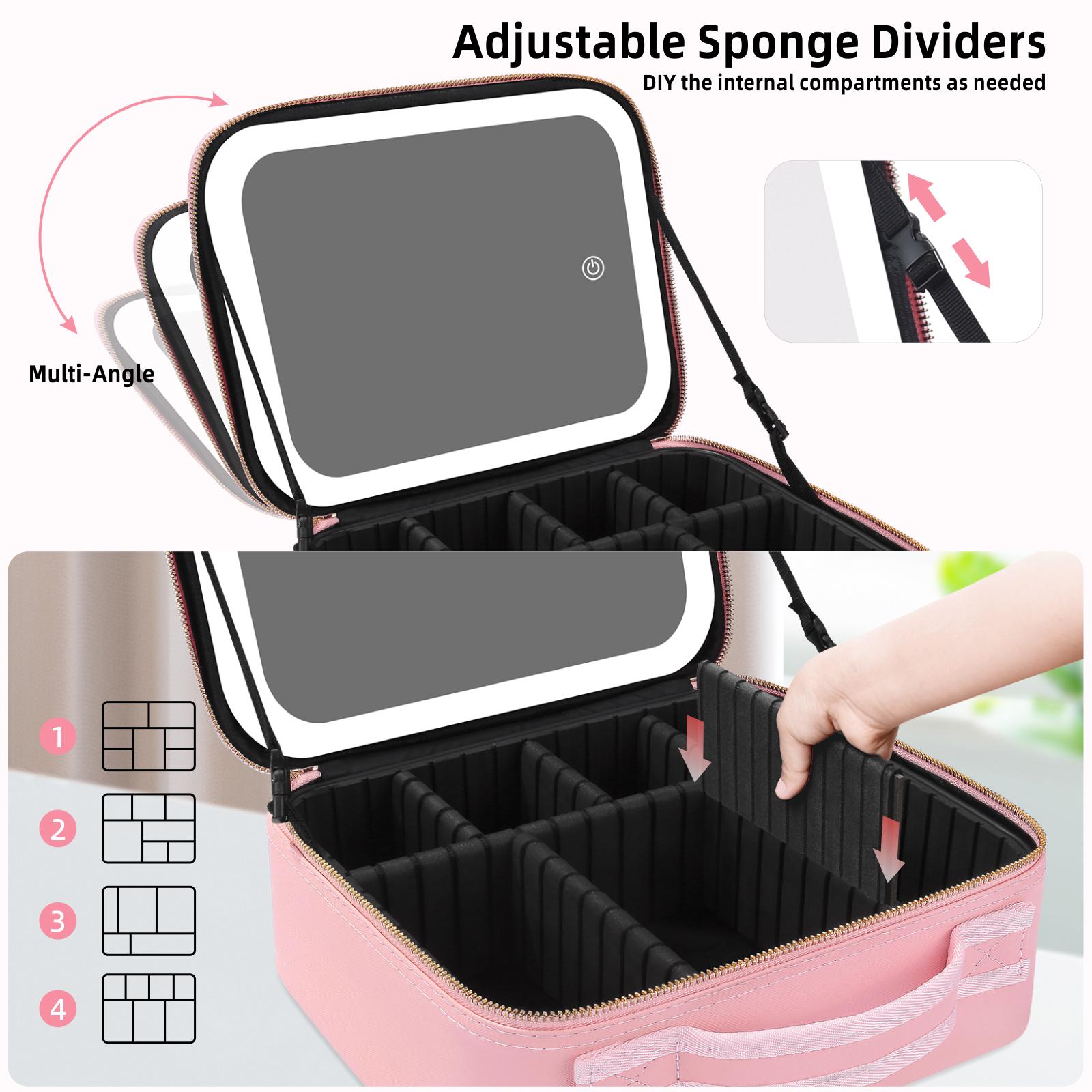 Portable Travel Makeup Bag with LED Mirror, 3 Color Light Settings, Rechargeable Cosmetic Organizer Case for Women, Portable Vanity Box for Beauty Essentials Zip,Valentine‘s Day&Mother's Day Portable Travel Makeup Bag with LED Mirror, 3 Color Light Settings, Rechargeable Cosmetic Organizer Case for Women, Portable Vanity Box for Beauty Essentials Zip,Valentine‘s Day&Mother's Day