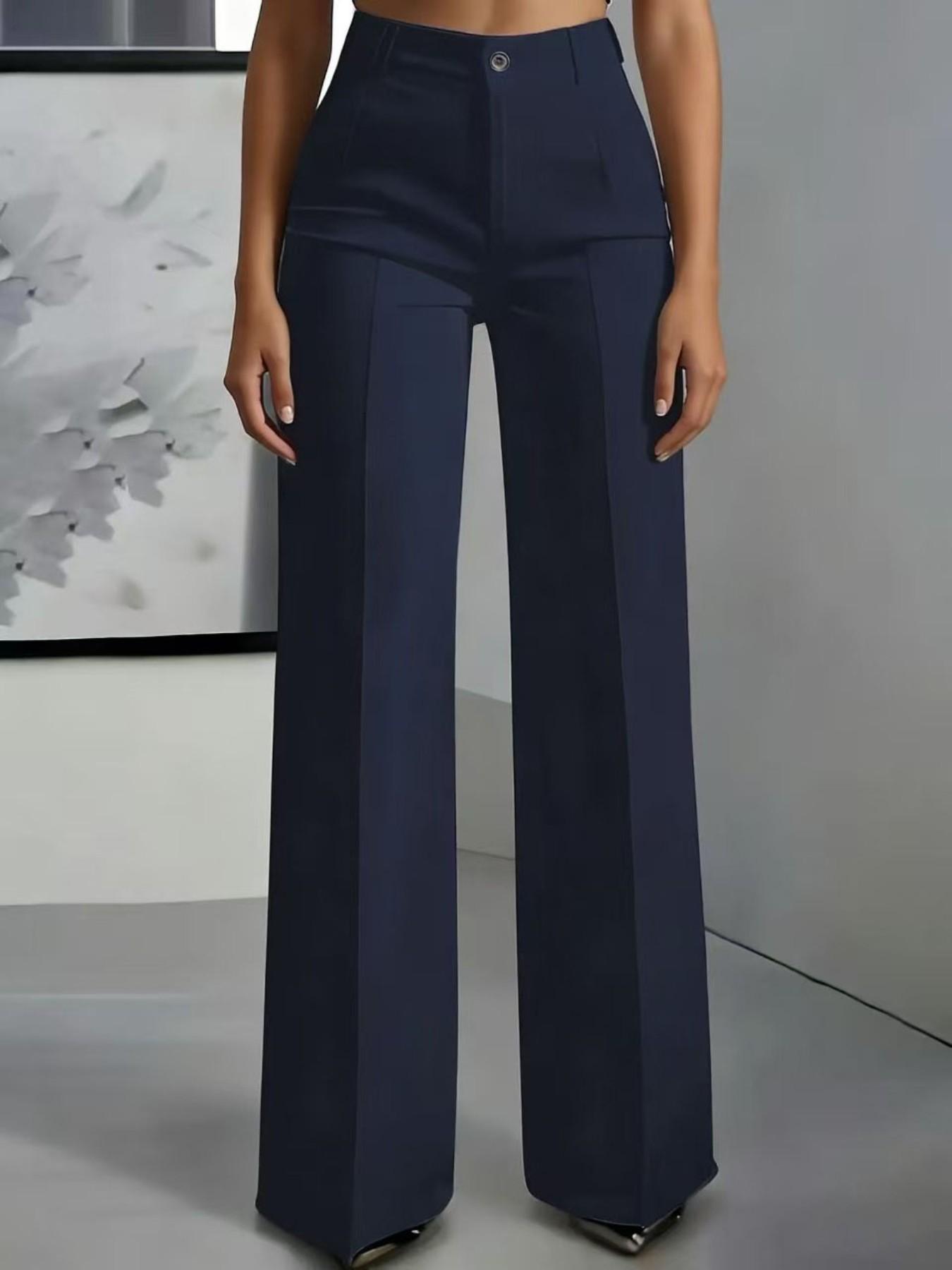 2pcs Women's High Waist Straight Leg Suit Pants, New Arrival, Simple Design, Flowy Fabric, Elegant Office Wear, Comfortable Daily Style