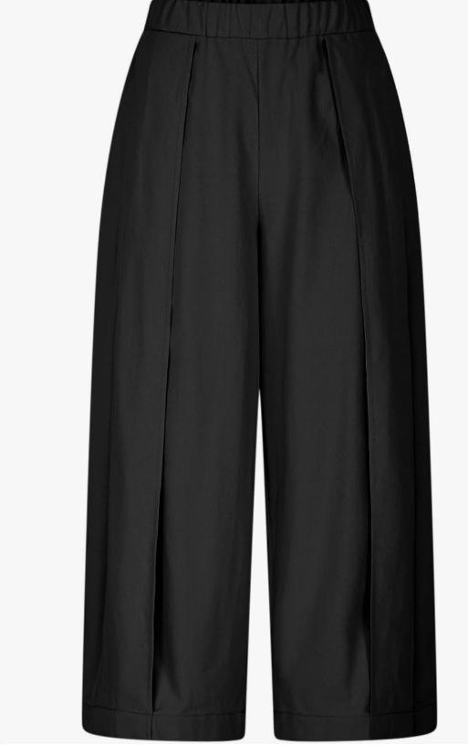 Women Elastic Waist Wide Leg Cropped Pants, Solid Color Loose 9‑Ankle Length Trousers With Pockets, Casual Daily Summer Palazzo Pants