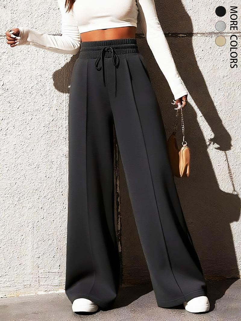 Women's High Waist Elastic Loose Wide Leg Pants, Casual Daily Wear, Comfortable Stretch Fabric, Versatile Fashion for All Seasons, Casual Streetwear Pants