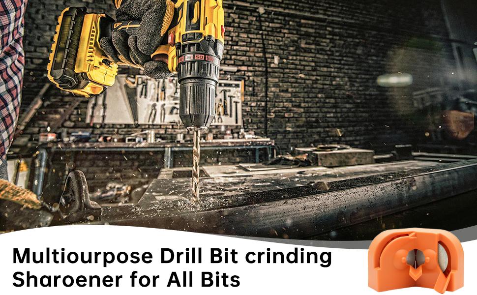 Bit Sharpener – Multipurpose Bit Sharpener Tool with 2 Grinding Wheels, Angles for HSS, Masonry & Carbide Bits (5/64"–5/8")
