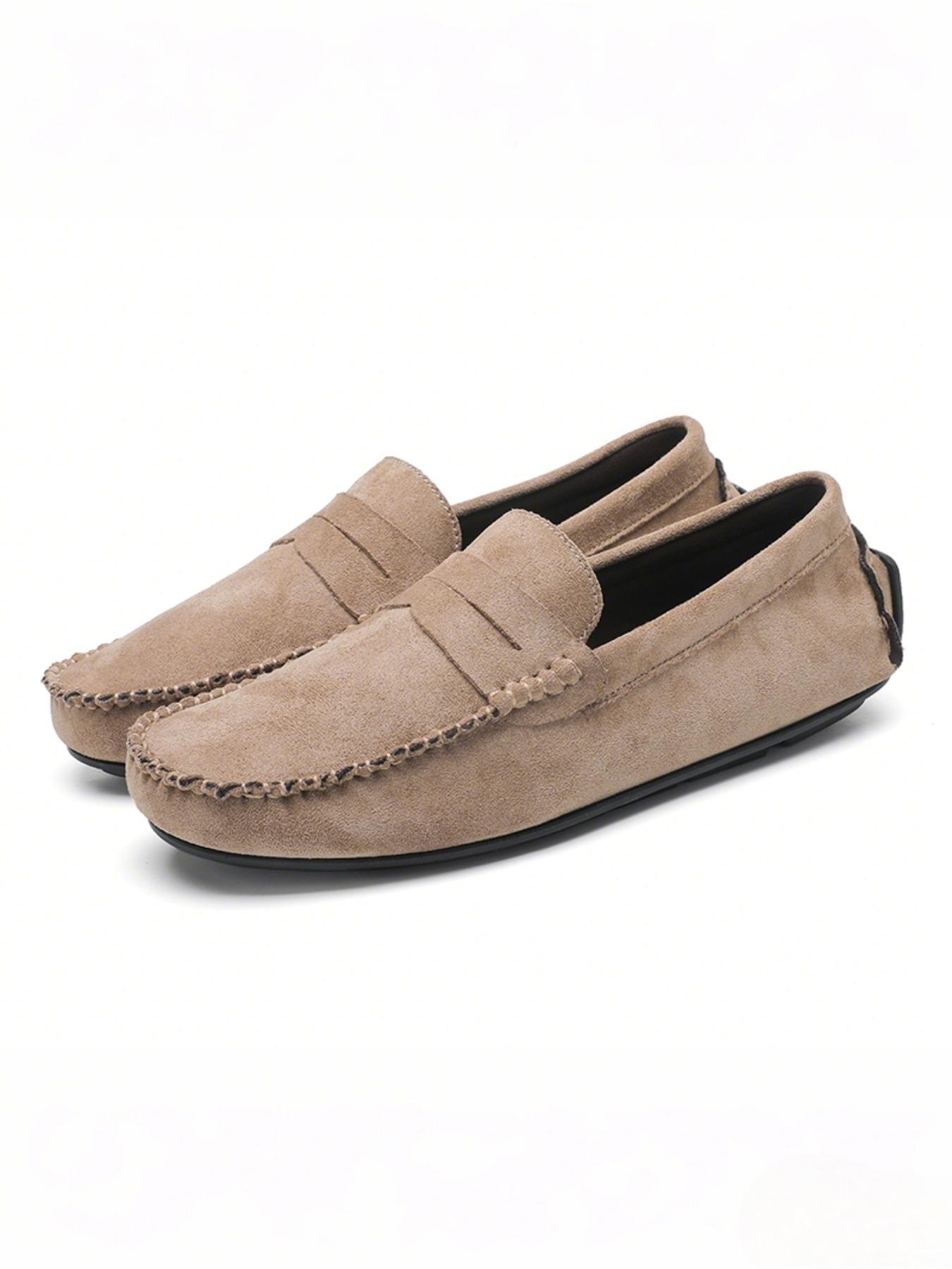 2026 Four-Season Minimalist Fashion Solid-Color Loafers Men's Casual Shoes Comfortable Elegant Suede Flat-Heel Slip-On Loafers, Moccasins, Casual Business Shoes, Suitable for Formal Occasions and Casual Wear