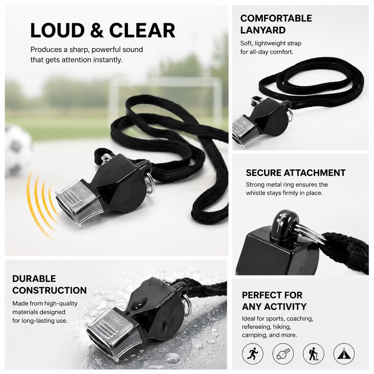 Professional-Grade High-Frequency Emergency Whistle - Durable Non-Toxic Polyethylene, Emergency Alert, Reliable Sound, Ergonomic - For Sports Referees, Outdoor Activities