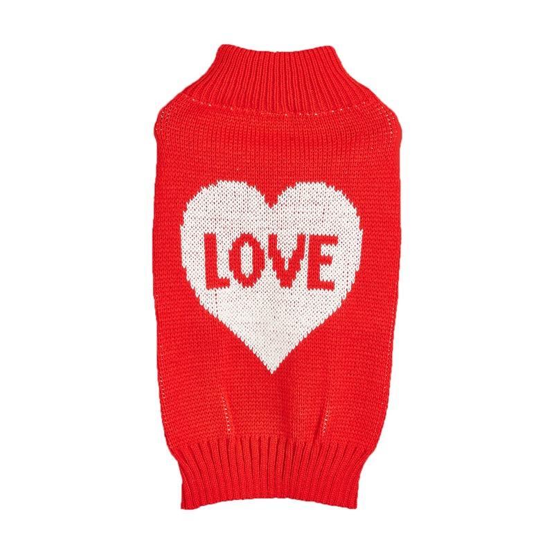 New Valentine's Day Knit High-Elasticity Round Neck Pink Red Lover Bow Heart Pattern French Bulldog Bichon Dog Sweater