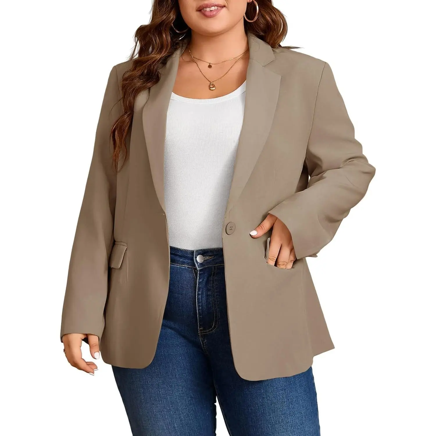 Cicy Bell sohochic Womens Plus Size Casual Blazers Lapel Long Sleeve Work Office Suit Jackets Open Front Curvy Blazers