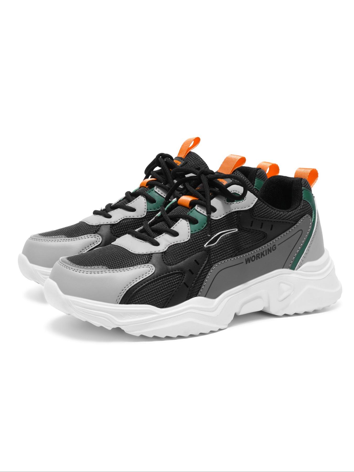 Men's Fashionable Patchwork Lace Up Low Top Sneakers, Casual Comfortable Sports Running Shoes, Trendy All-match Sneakers for Daily Wear