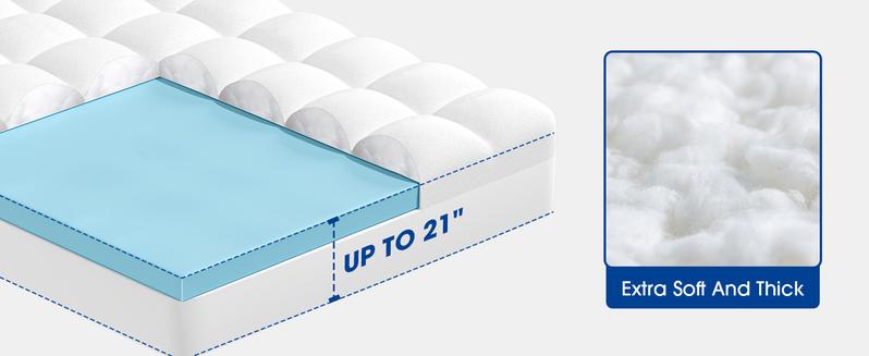 【VALUXE】 Dual Layer Mattress Toppers Queen Size,2 Inch Cooling Gel Memory Foam Plus 1 Inch Pillow Top, with 8-21” Inch Deep Pocket 【VALUXE】 Dual Layer Mattress Toppers Queen Size,2 Inch Cooling Gel Memory Foam Plus 1 Inch Pillow Top, with 8-21” Inch Deep Pocket