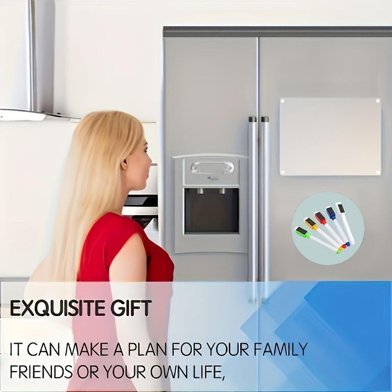 Magnetic Acrylic Calendar For Fridge, 1 Count Clear Dry Erase Message Board With 5 Marker Pen, Refrigerator Note Board For Home Office Daily Planner