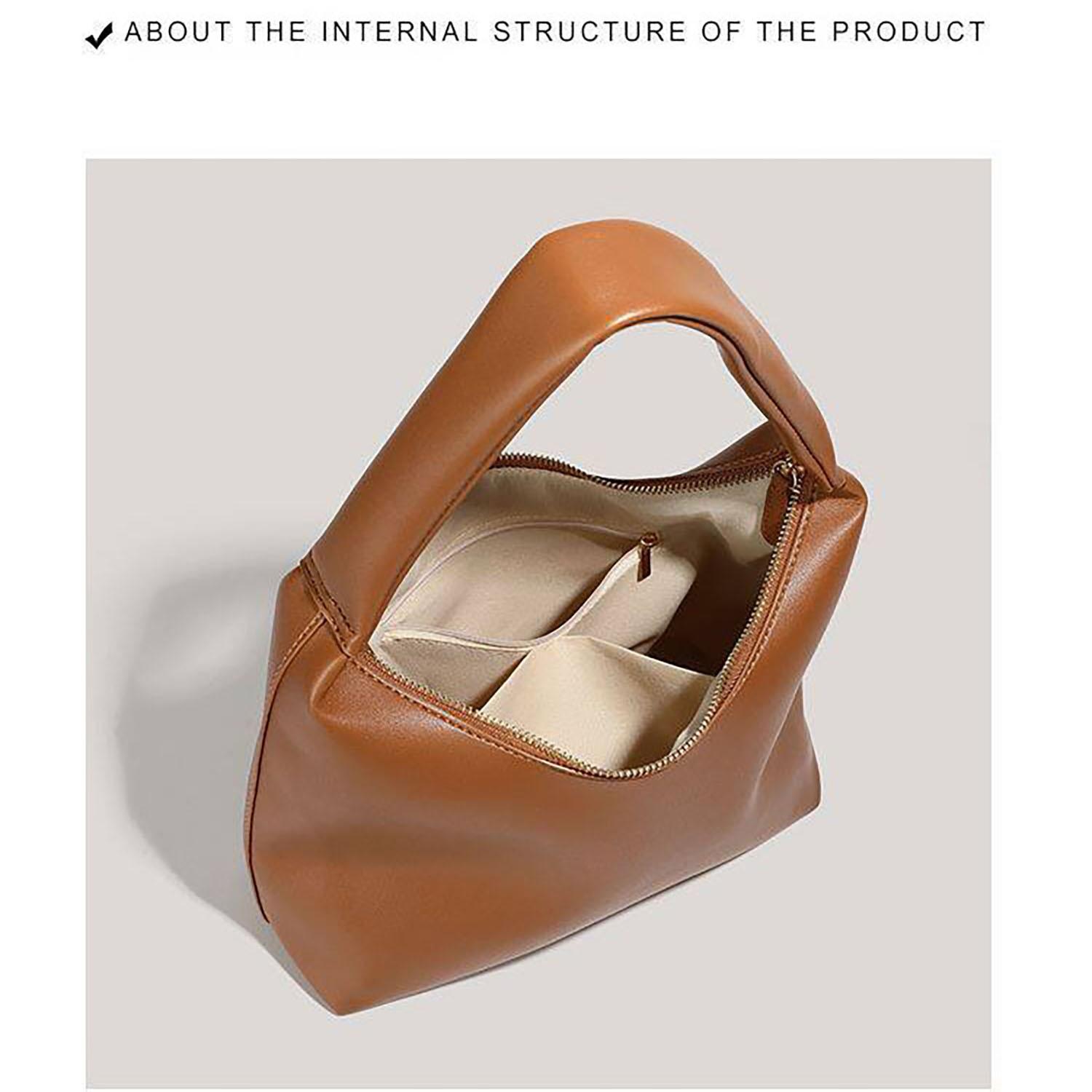 Korean Style Tote Bag, Soft Leather Durable Large Capacity, Vintage Dumpling Shape, Perfect for Commuting and Travel, Unique Design