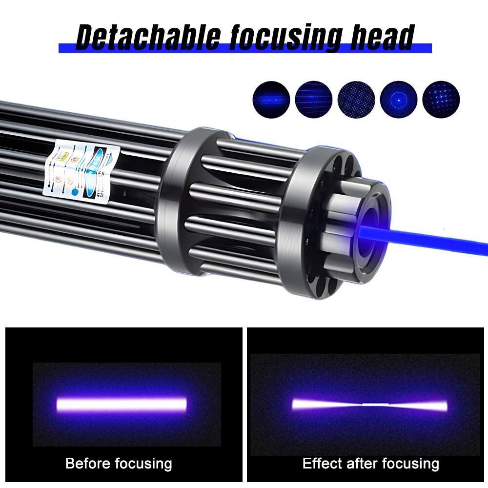 【Back To School Gift】Portable Rechargeable Blue Laser Pointer Pen, Unisex Metal Handheld Outdoor Light with 5 Pattern Heads, Battery Charger for Teachers, Tools and Gadgets Cool Gadgets