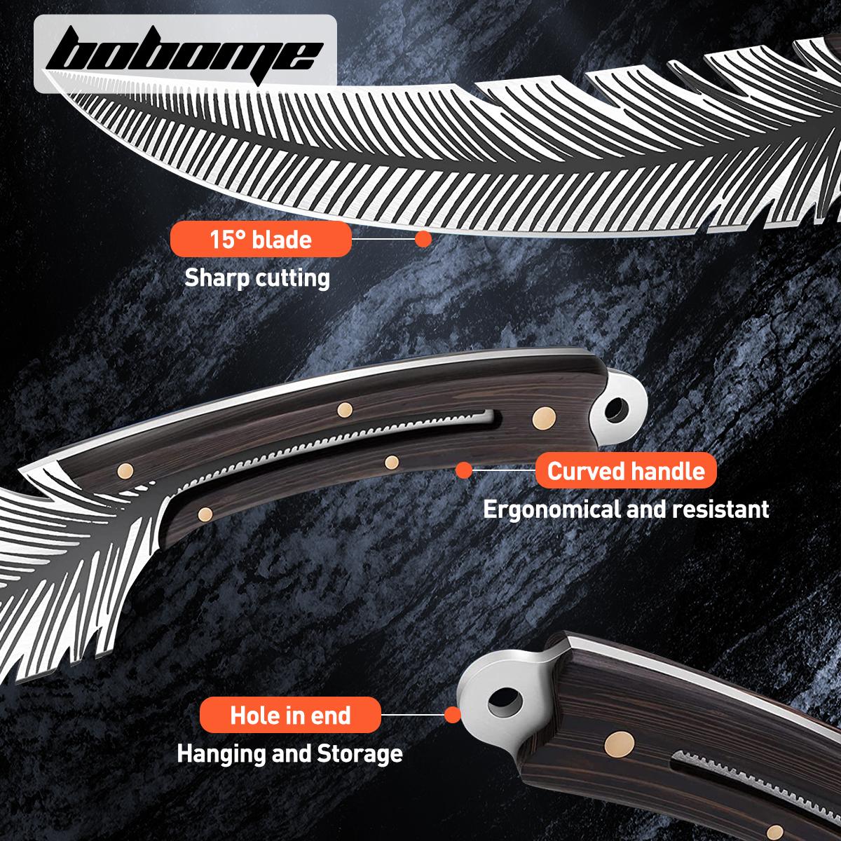 Japan Knife Feather Knife Hand Forged Viking Knife High Carbon Steel 8.3 Inches Blade Length - Wooden