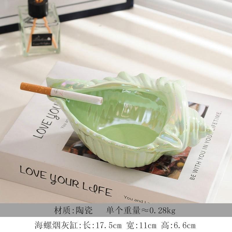 Ceramic Ashtray for Home Living Room, Creative Seashell Design, Transparent Office Ashtray, Decorative Ornament, Home Supplies