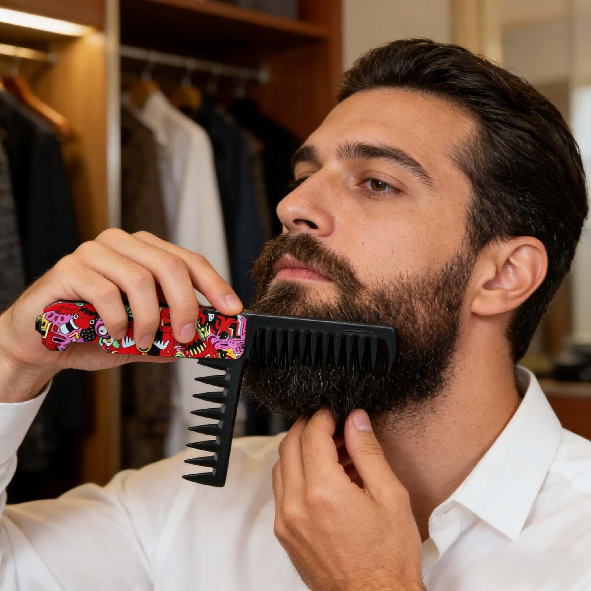 Folding Hair Comb for Men, Pocket Comb with Fine & Wide Tooth,Styling Comb for Travel and Everyday Grooming Combing Hair,Beard or Mustache