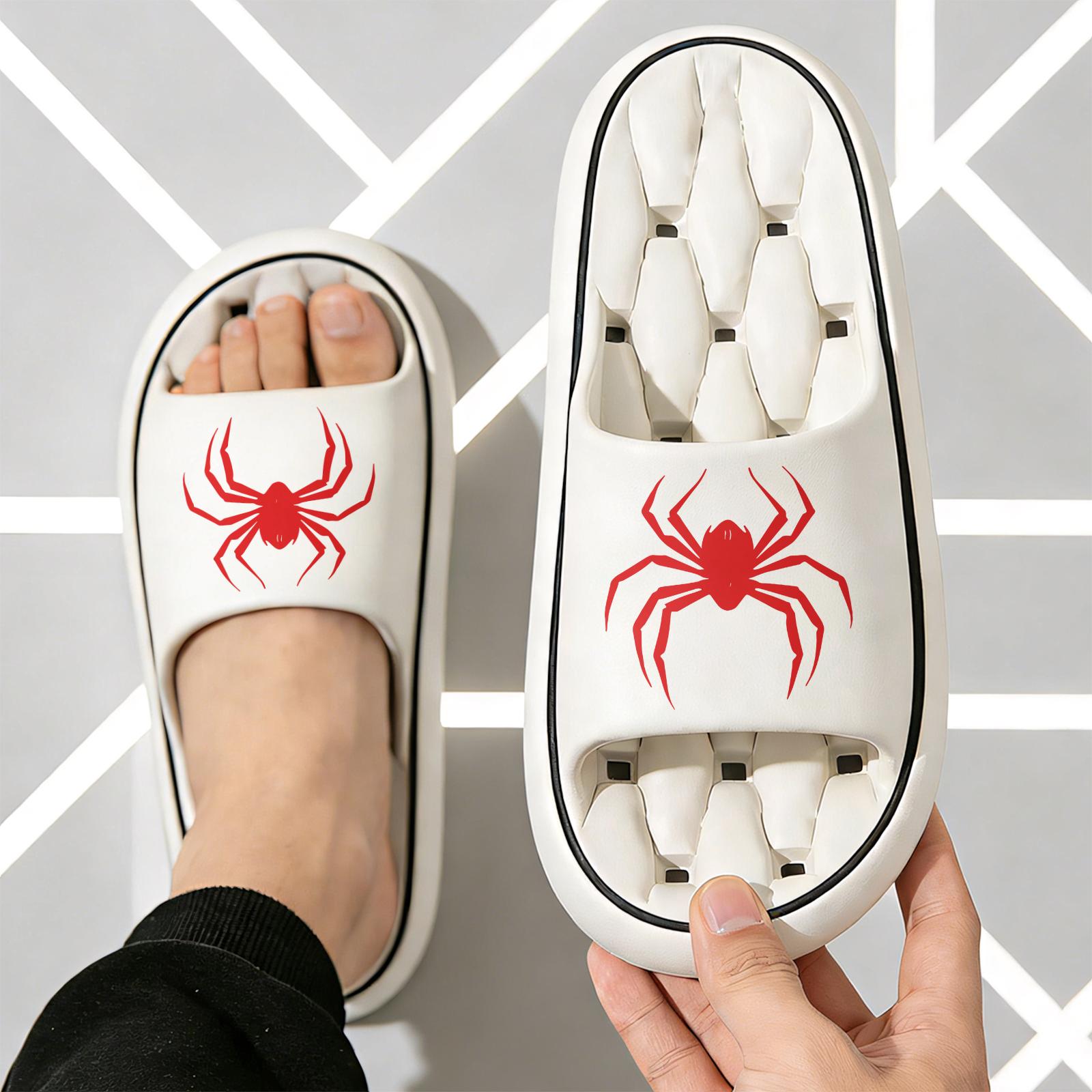 Halloween Spider Pattern Slippers for Men Women Comfortable Indoor Non Slip Home Shoes Soft Sole Warm Winter Footwear Casual Daily Use