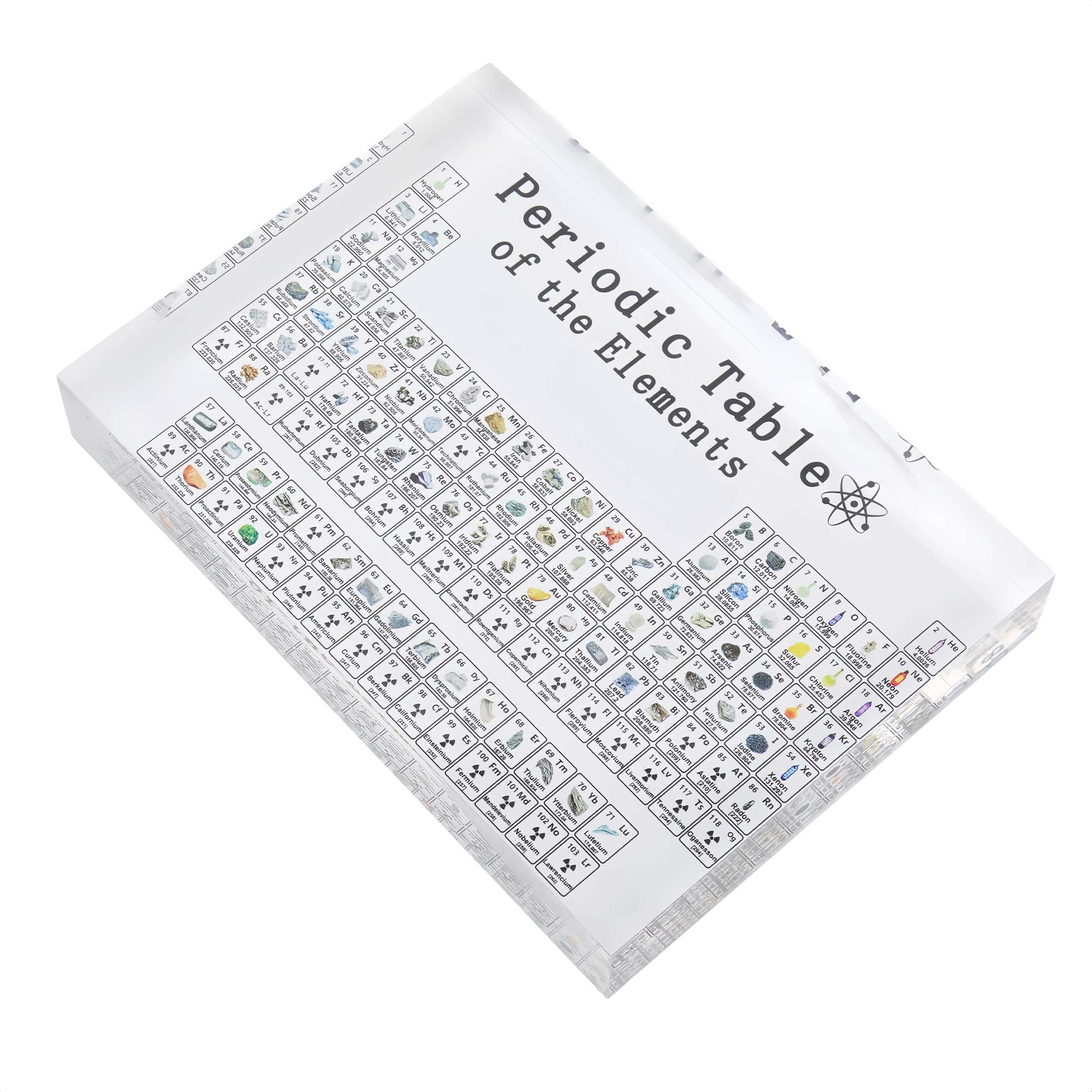 Periodic Table with Real Elements, 1 Count Acrylic 3D Periodic Table with Flange Pocket, Visual Learning Tools, School & Educational Supplies, Office Decor