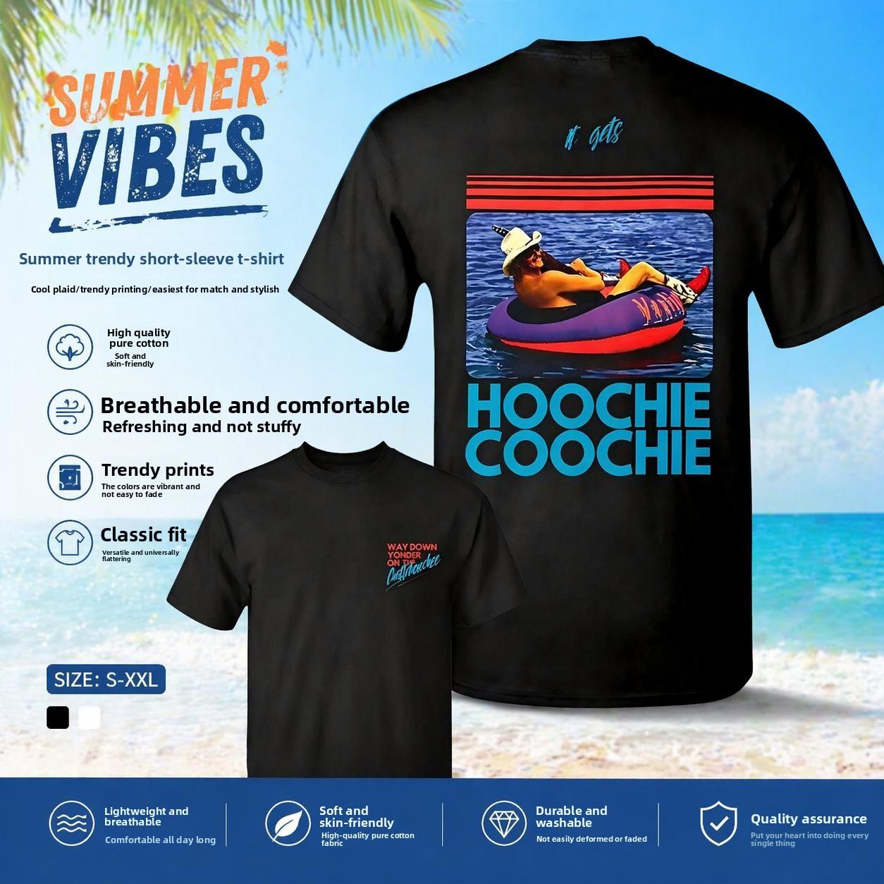 Hotter Than a Hoochie Coochie Graphic Shirt Unisex Country Summer Tee Vintage Southern Lake Party Pullover Cotton Soft Breathable Festival Outfit Gift Fast 24H Shipping Trendy Music Vibe Streetwear Top