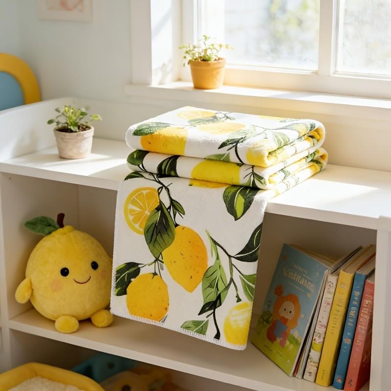 2-Piece Lemon Pattern Kitchen Towels Set, Polyester Cleaning Cloth, Highly Absorbent, Soft and Durable, Ideal for Glass, Cooktops, Pots, Bowls