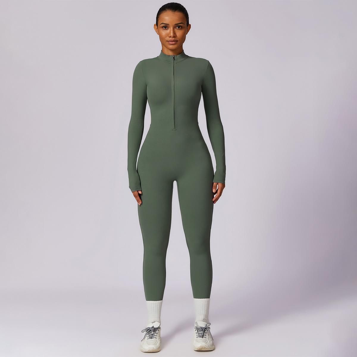 MASKERT Women's Long Sleeved Tummy Control Jumpsuit Comfortable Skin Friendly Stretchable Activewear for Workout Gym SpringStatements