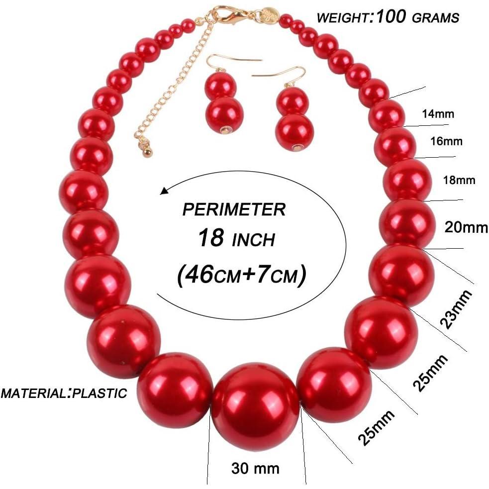 Large Style Big Imitate  Strand Choker Necklace With Earrings Set