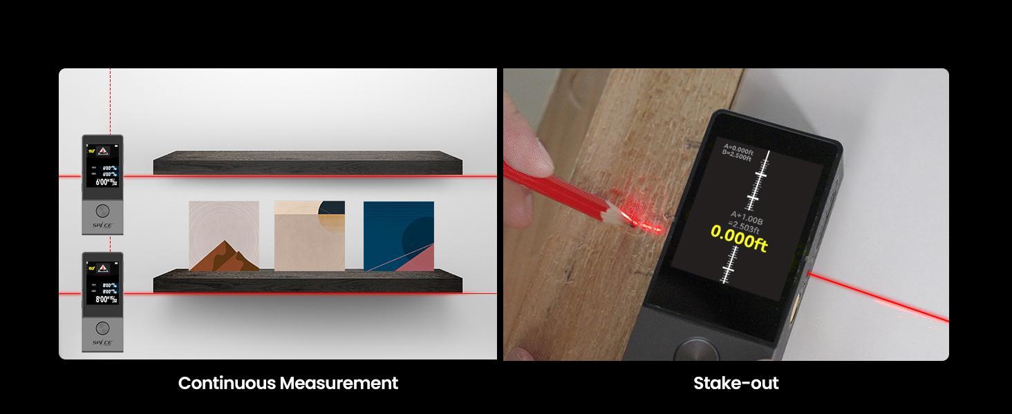 Mileseey D9 Pro 330Ft Professional Laser Measurement Tool, equipped with an IPS touchscreen interface, point-to-point measurement, live angle display, APP sync support, and a laser measuring tool with a visual aligning indicator. Rechargeable Range Finder