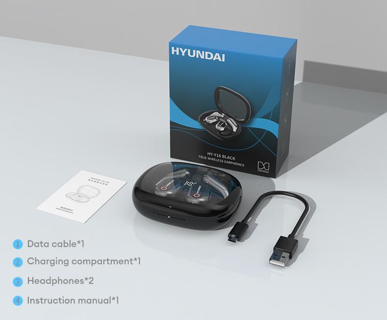 HYUNDAI Y16 OWS Open Ear Bluetooth Earbuds HIFI Sound Quality Music Wireless Earbuds Gaming with Low Latency Wireless Headphones IPX5 Waterprooof OWS Earphones Comfortable Wearing Earbuds Touch Control Built-in Mic Hearphones Compatible With All Phones