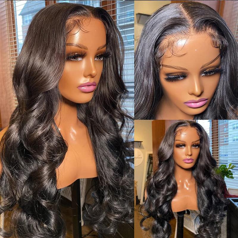 13x6 Body Wave Lace Front Wigs Human Hair Pre Plucked Natural Hair Line Bleached Knots 13x4 HD Transparent Lace Frontal Wig 180% Density