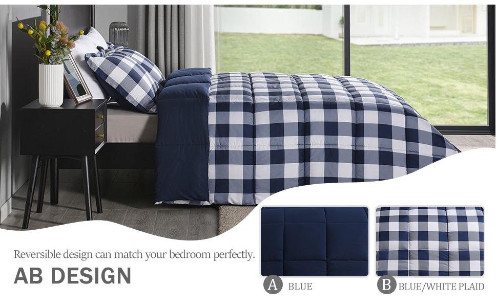 Downluxe Lightweight Plaid Comforter Set, Down Alternative Reversible Comforter, Breathable And Comfortable, #TikTokShopBlackFriday