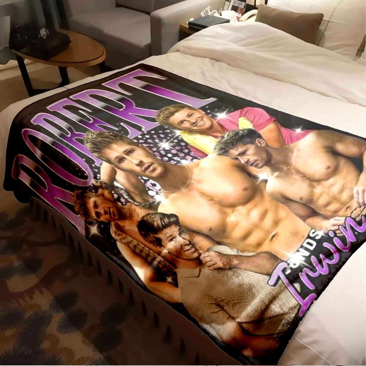 Robert Irwin Starry Patchwork Flannel Throw Blanket, Large Size, Soft Lightweight Warm, Perfect for Bed Sofa Office Camping Travel Christmas Gift