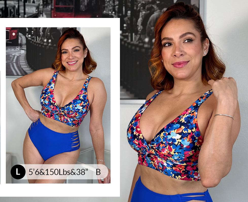 Yonique Women Bikini Top Only - Supportive Swimsuit Top Large Bust Bathing Suit Top Cut Out Twist Swim Top