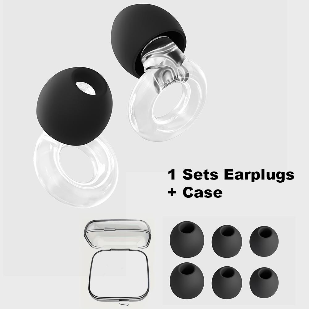 Super Comfortable Reusable Waterproof Earplugs Set, XS/s/m/l Sizes with Storage Case, Flexible Fit Design, Silicone + Abs Material, Ideal for Sleep & Travel