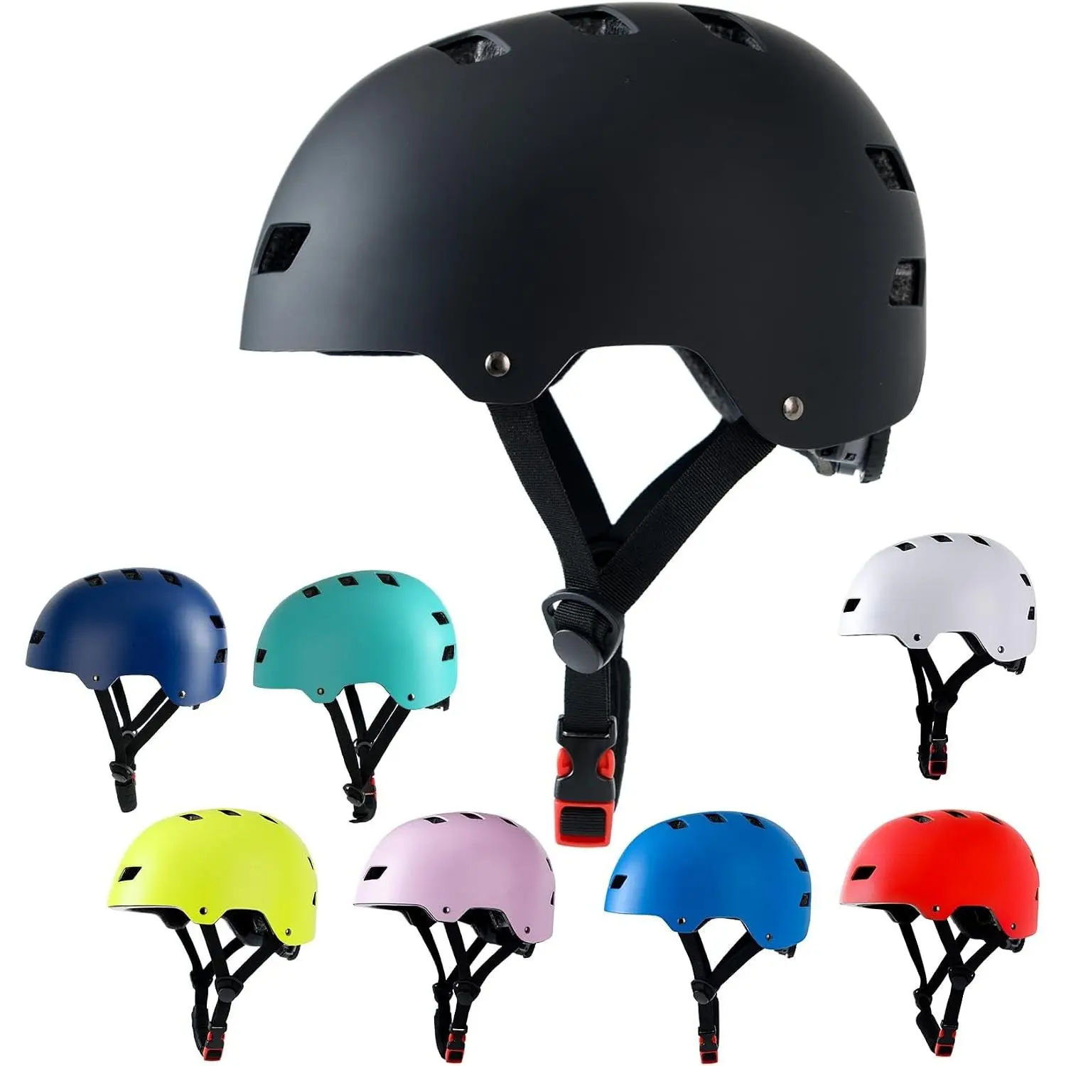 Adjustable Bike Skateboard Helmet 3 Sizes for Kids Youth Teenager Adults, Multi-Sport Helmet for Bicycle Cycling Scooter Roller Skating Inline Skating for Women Men Girls Boys