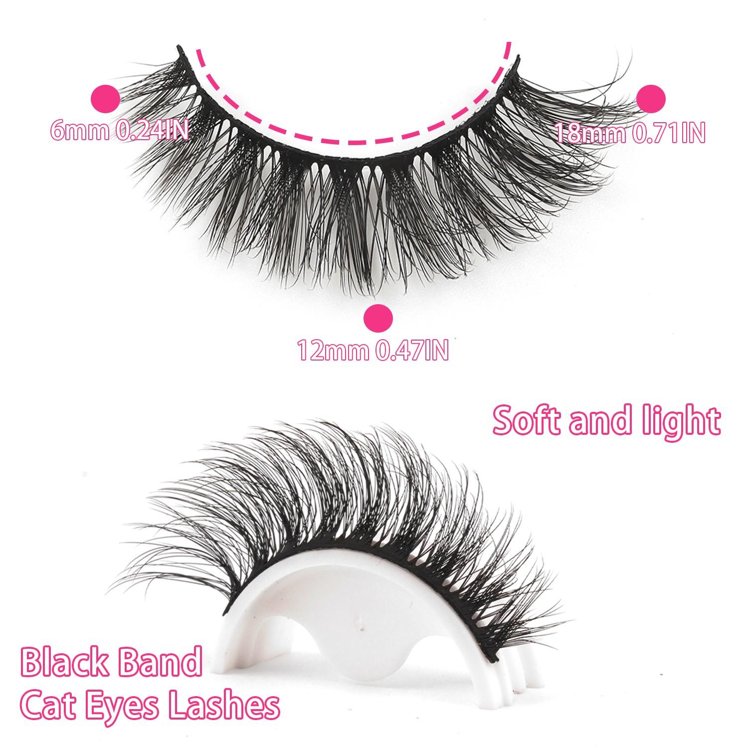 Natural Thin Voluminous Curled Eyelashes, Band, Soft Waterproof Reusable Beginner Friendly, Perfect for Daily Wear Party Travel Gift